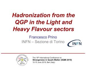 Hadronization from the QGP in the Light and Heavy Flavour Sectors Francesco Prino INFN – Sezione Di Torino Heavy-Ion Collision Evolution