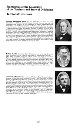 Biographies of the Governors of the Territory and State of Oklahoma Territorial Governors
