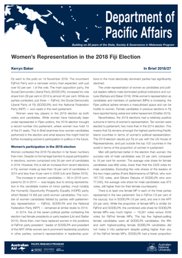 Women's Representation in the 2018 Fiji Election