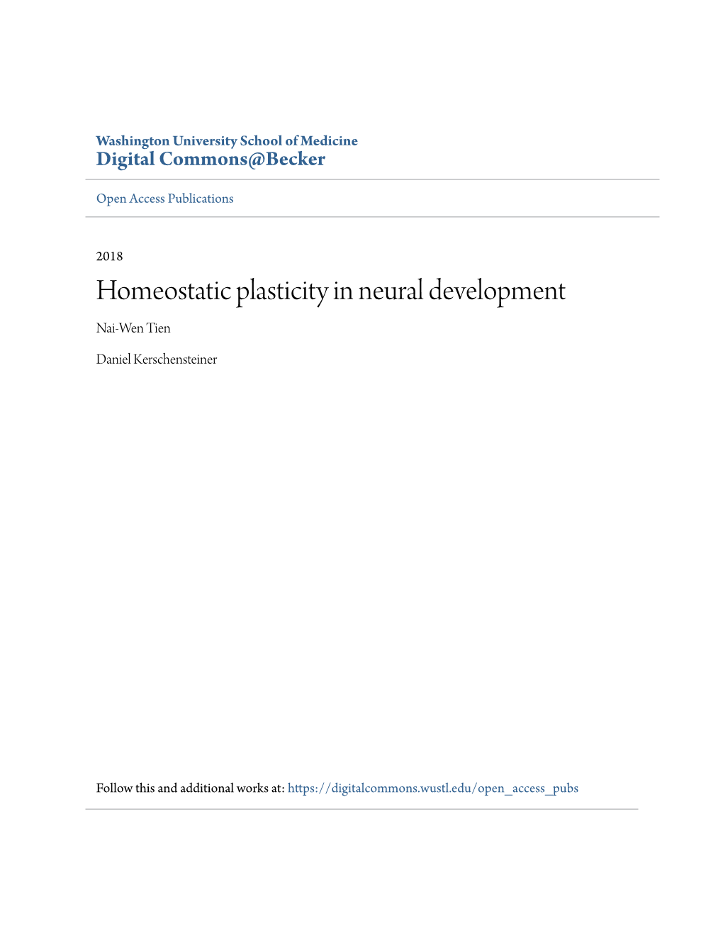 Homeostatic Plasticity in Neural Development Nai-Wen Tien