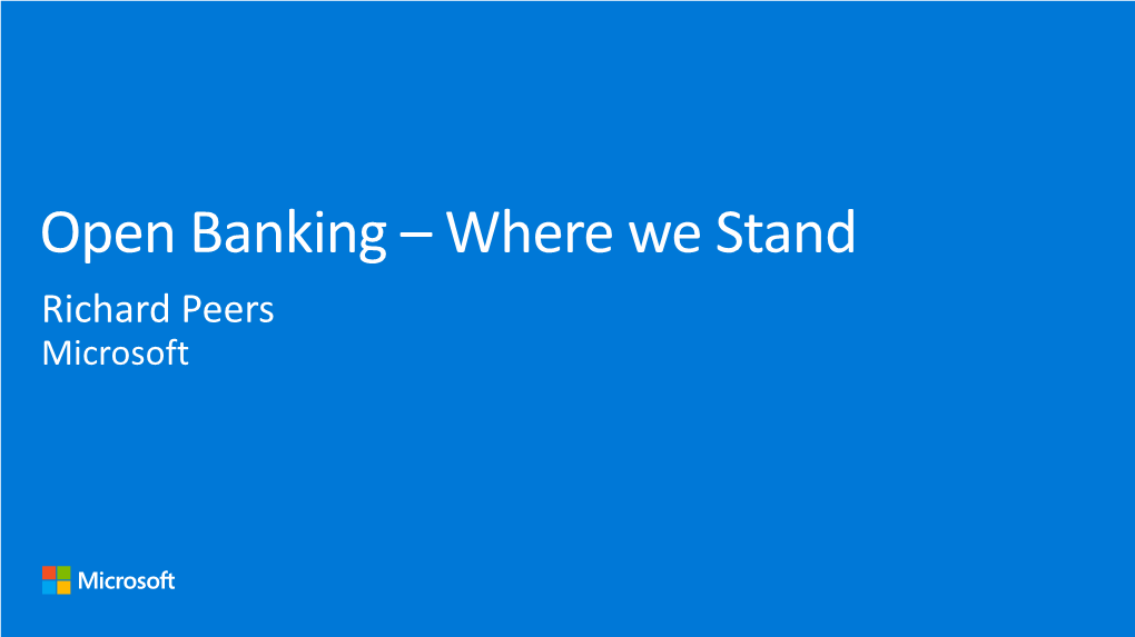 Microsoft Open Banking Status OBE Event April 2019