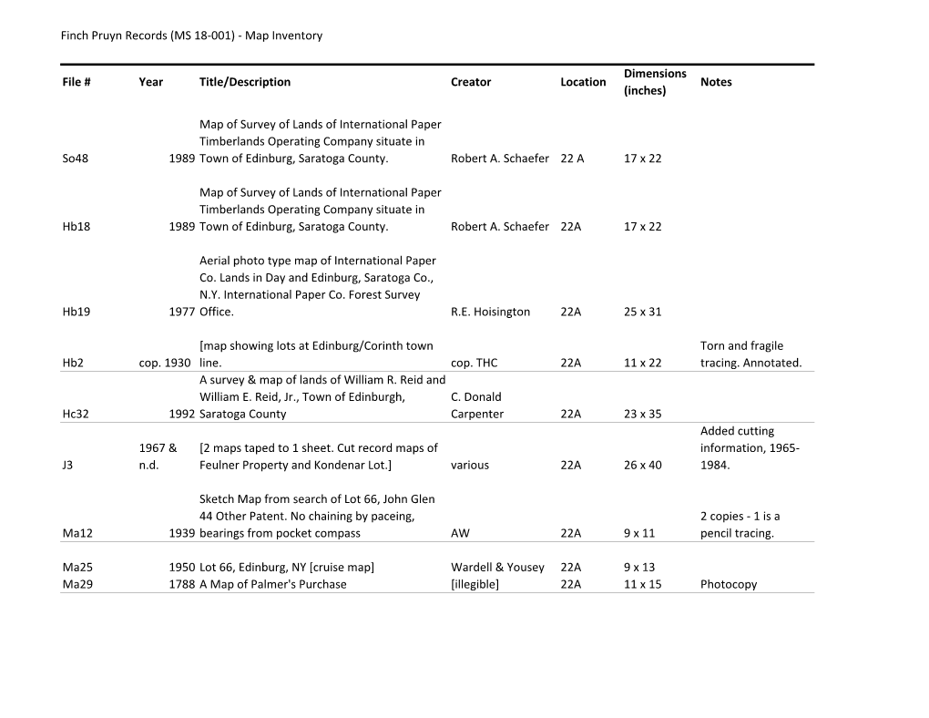 Finch Pruyn Records (MS 18-001) - Map Inventory