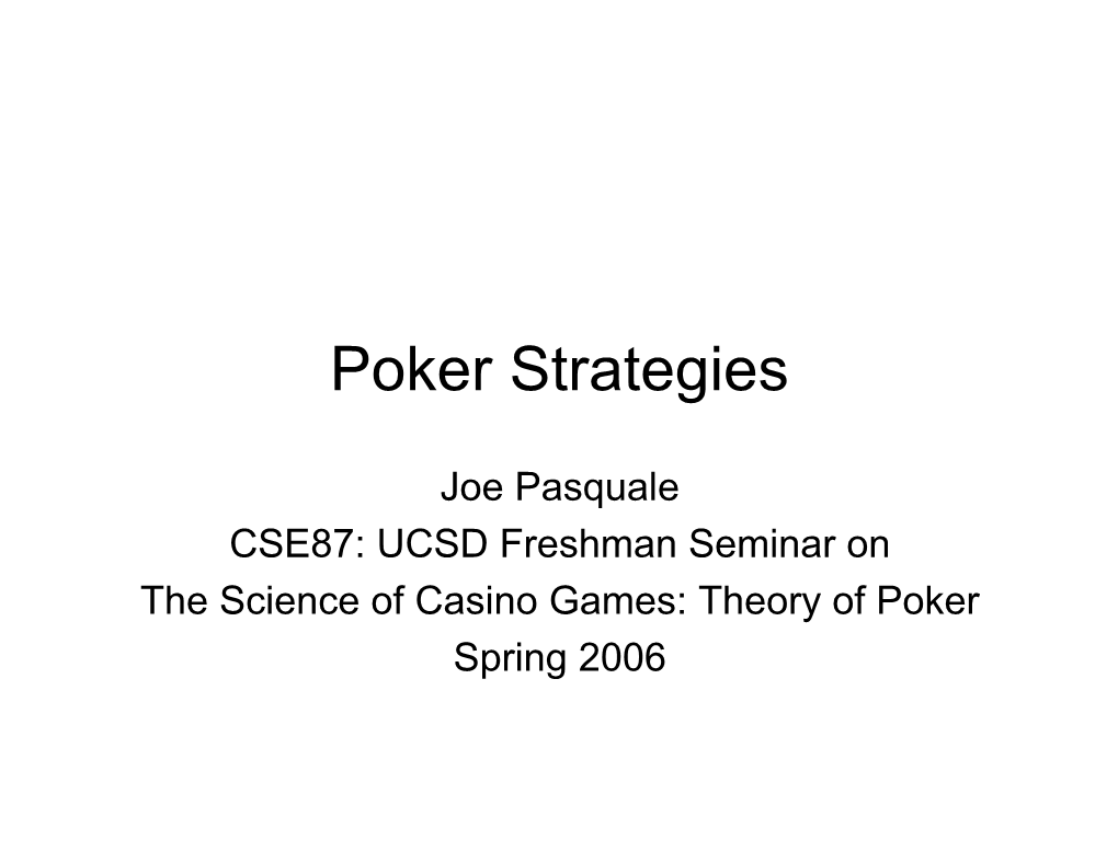 Poker Strategies