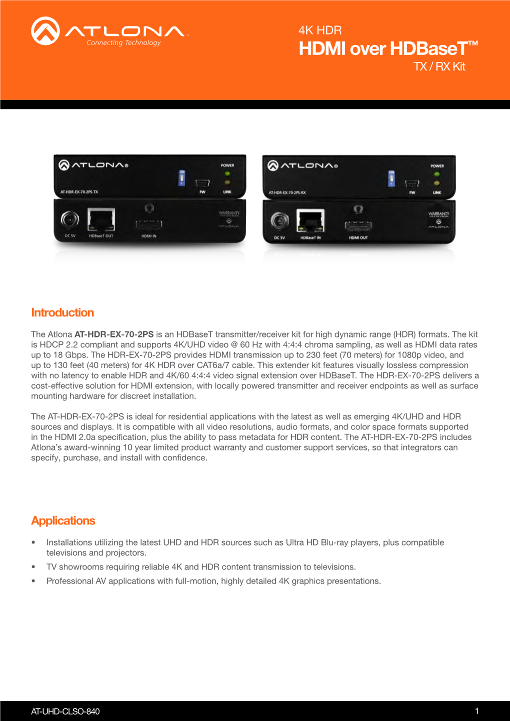 HDMI Over Hdbaset™ TX / RX Kit