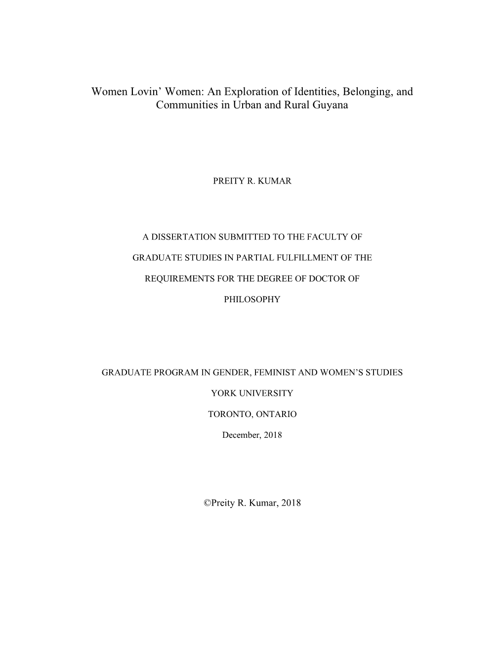 An Exploration of Identities, Belonging, and Communities in Urban and Rural Guyana