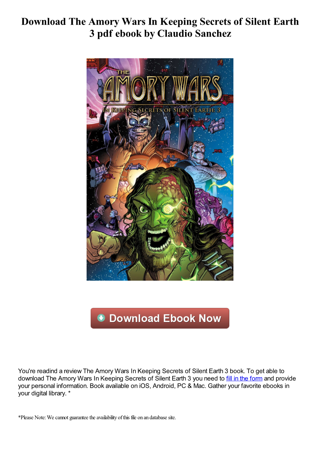 Download the Amory Wars in Keeping Secrets of Silent Earth 3 Pdf Ebook by Claudio Sanchez