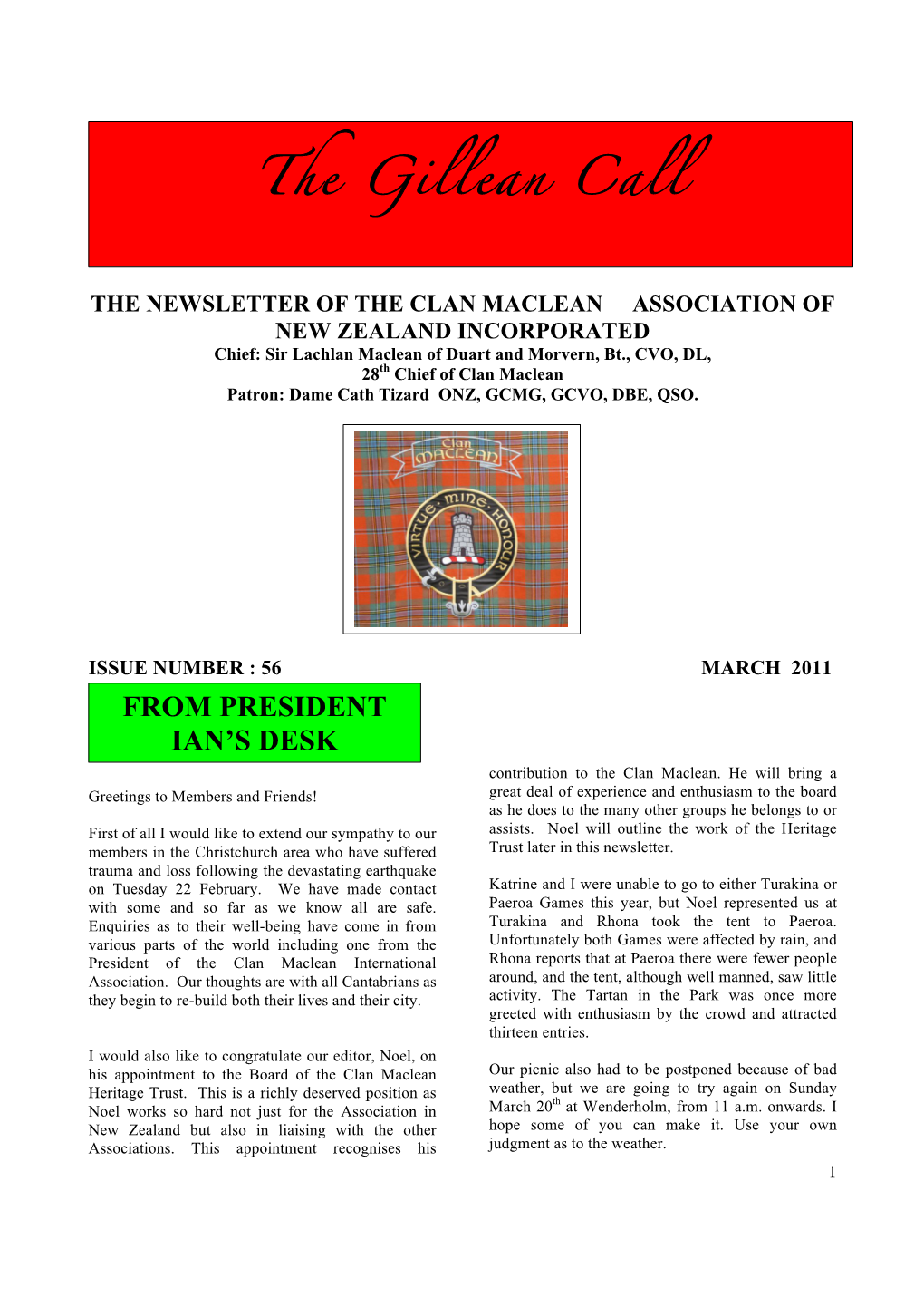 The Gillean Call No 56 March 2011