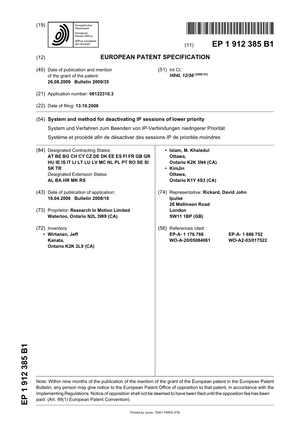 System and Method for Deactivating IP Sessions of Lower Priority