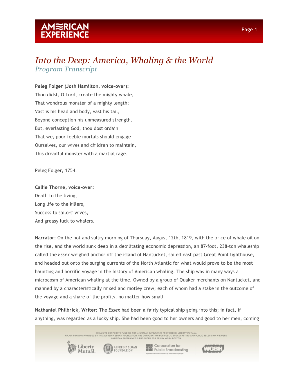 Into the Deep: America, Whaling & the World