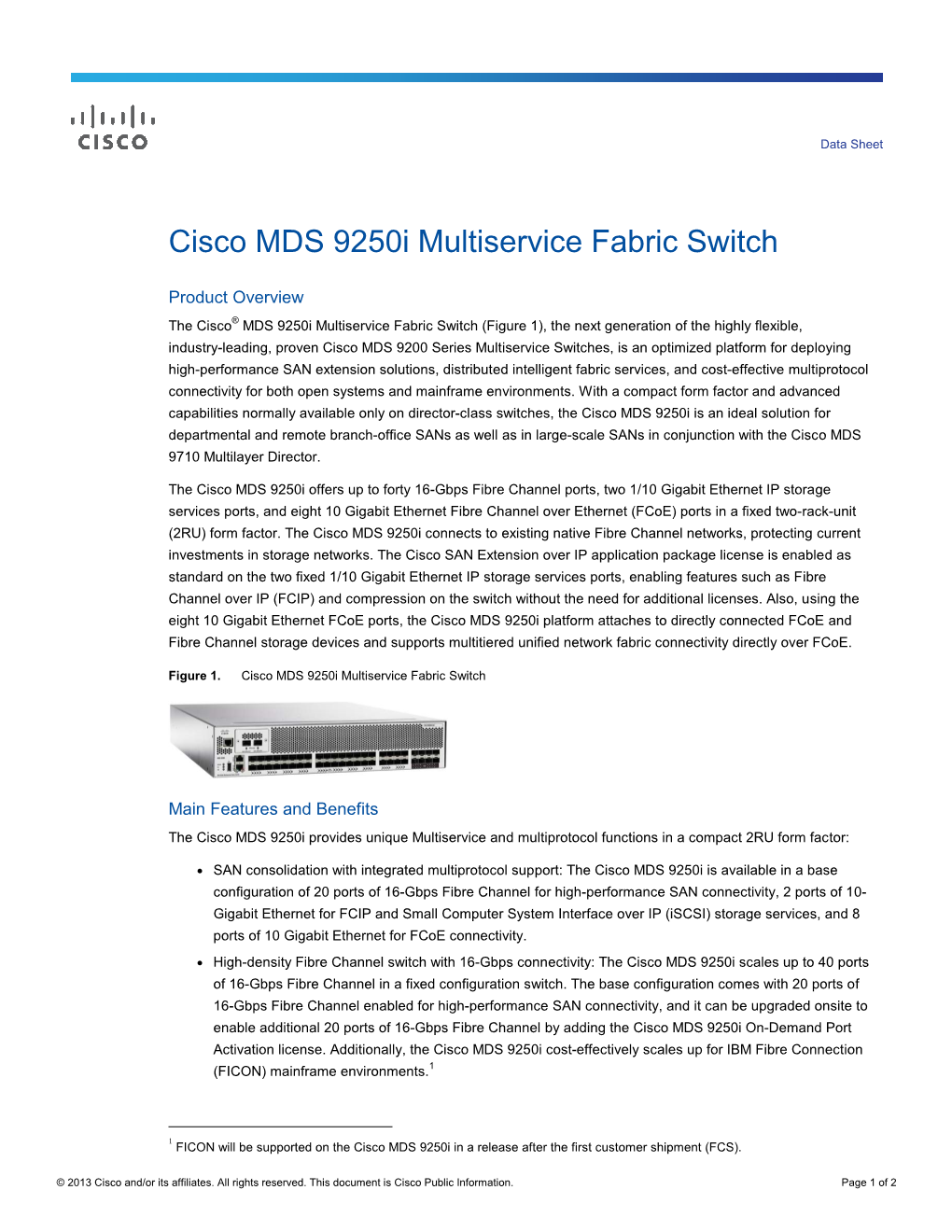 Cisco MDS 9250I Multiservice Fabric Switch
