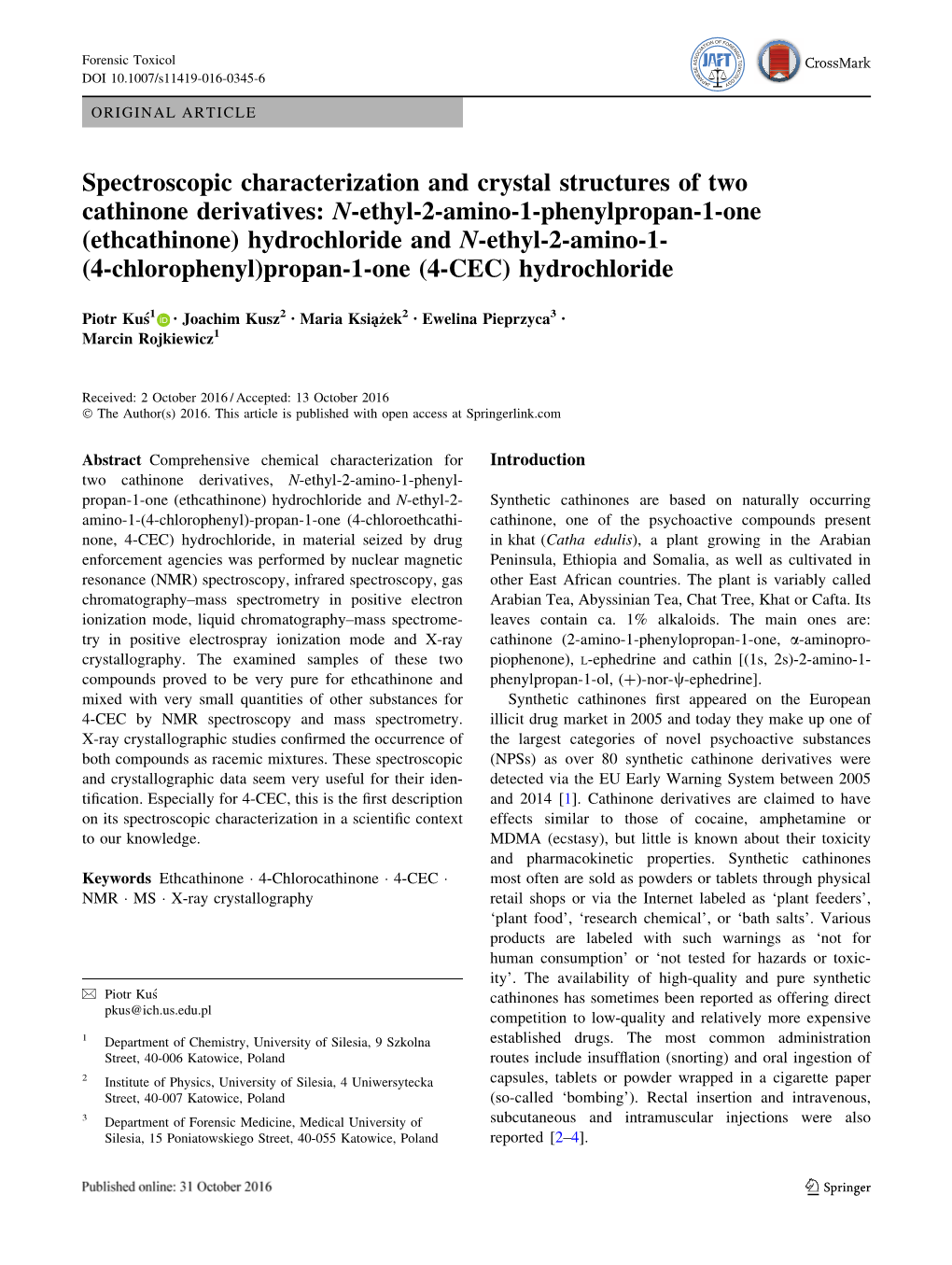 Spectroscopic Characterization and Crystal Structures Of