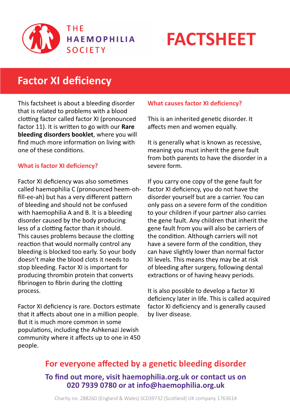 Factor XI Deficiency