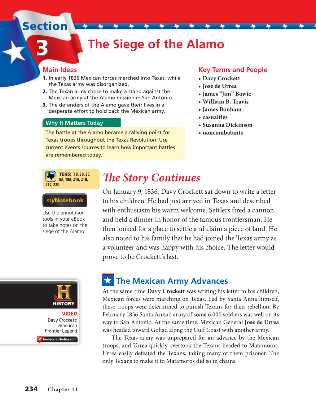 The Siege of the Alamo Main Ideas Key Terms and People 1