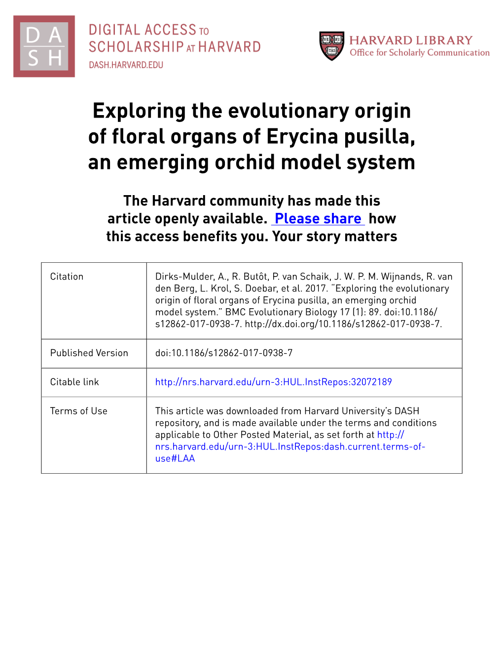 Exploring the Evolutionary Origin of Floral Organs of Erycina Pusilla, an Emerging Orchid Model System