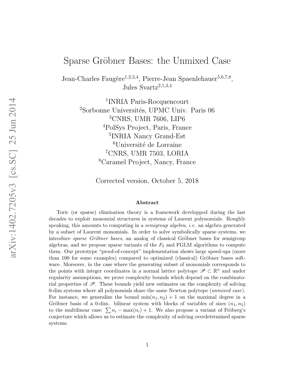 Sparse Gr\" Obner Bases: the Unmixed Case