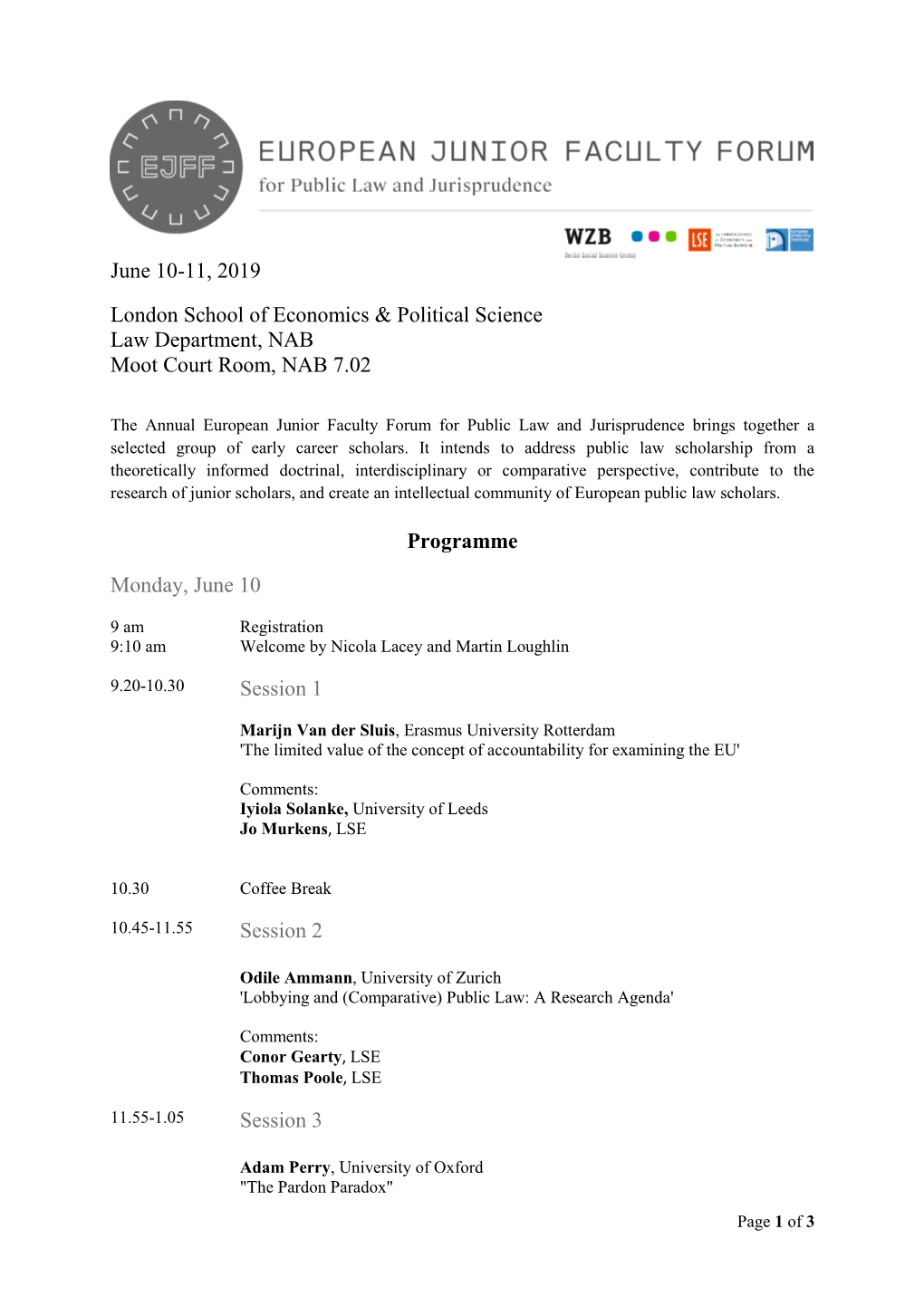 June 10-11, 2019 London School of Economics & Political Science Law