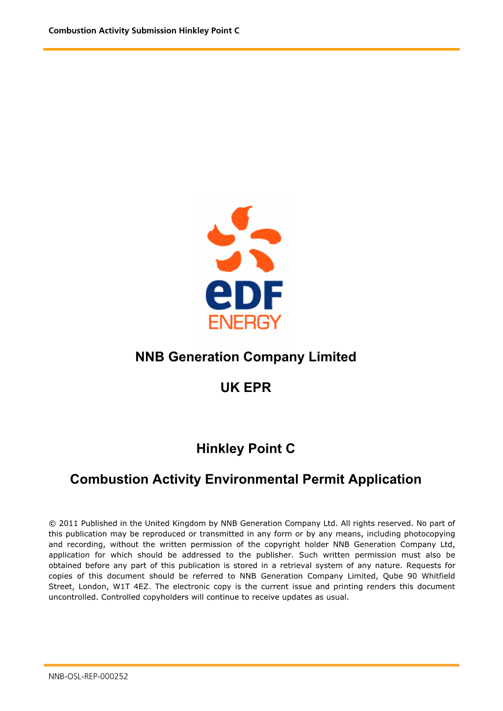 NNB Generation Company Limited UK EPR Hinkley Point C Combustion