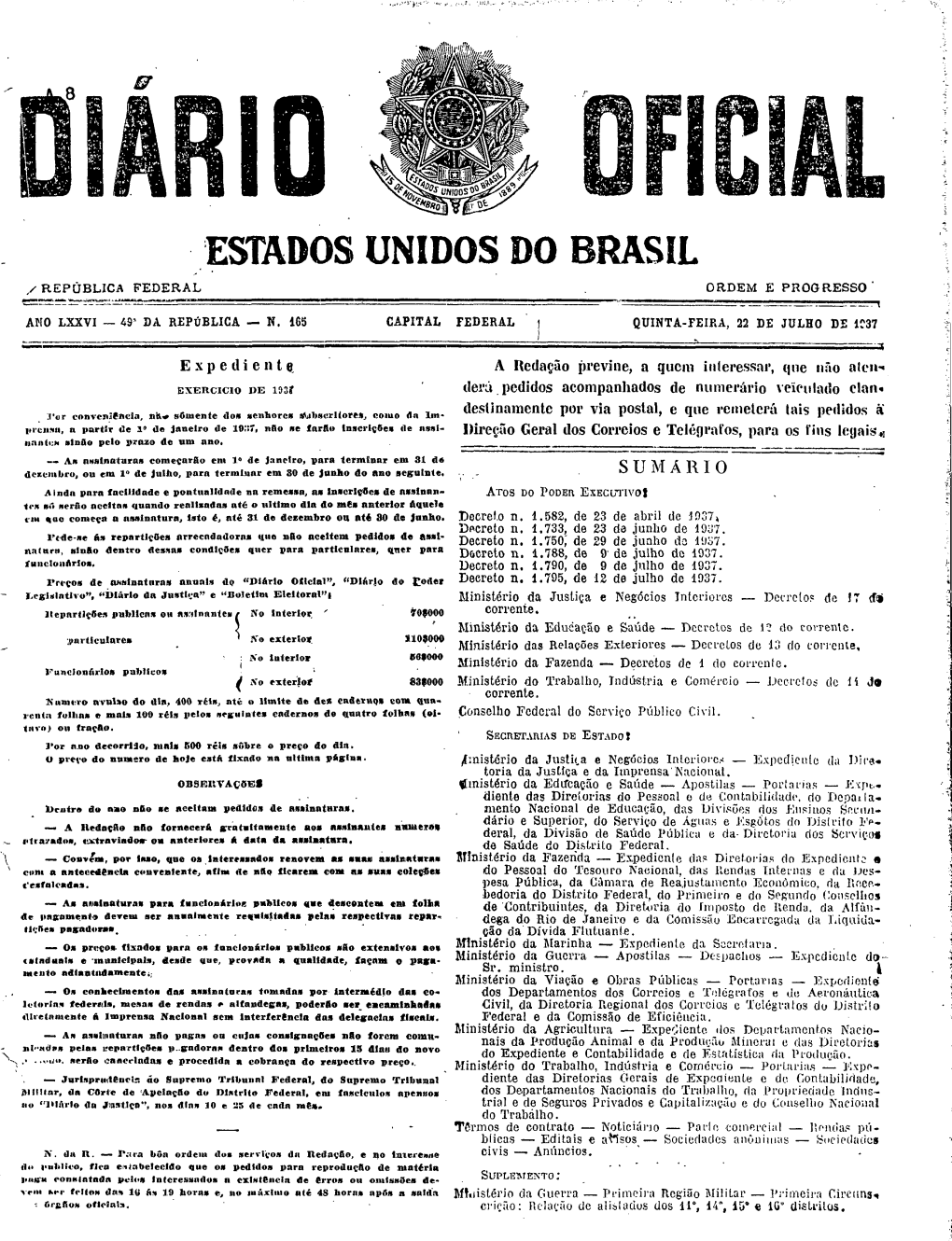 Estados Unidos Do Brasil Republica Federal Ordem E Progresso