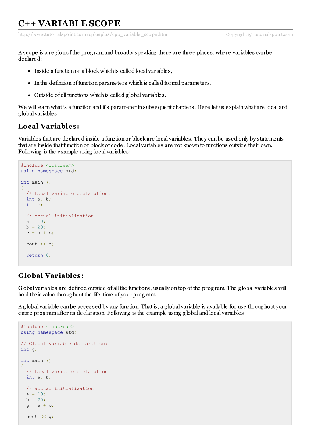 Variable Scope In