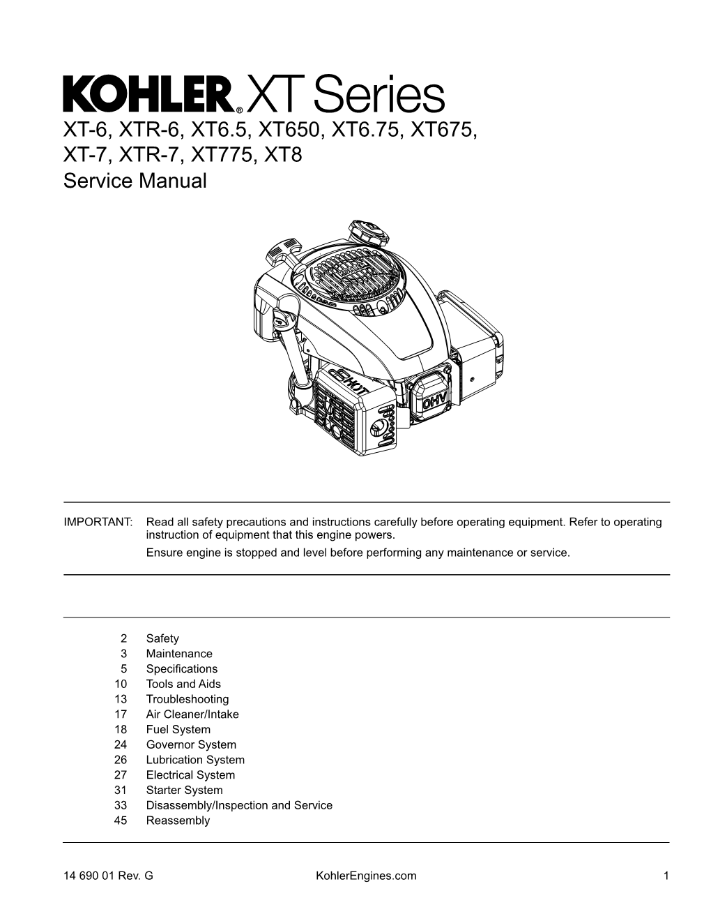XT-6, XTR-6, XT6.5, XT650, XT6.75, XT675, XT-7, XTR-7, XT775, XT8 Service Manual