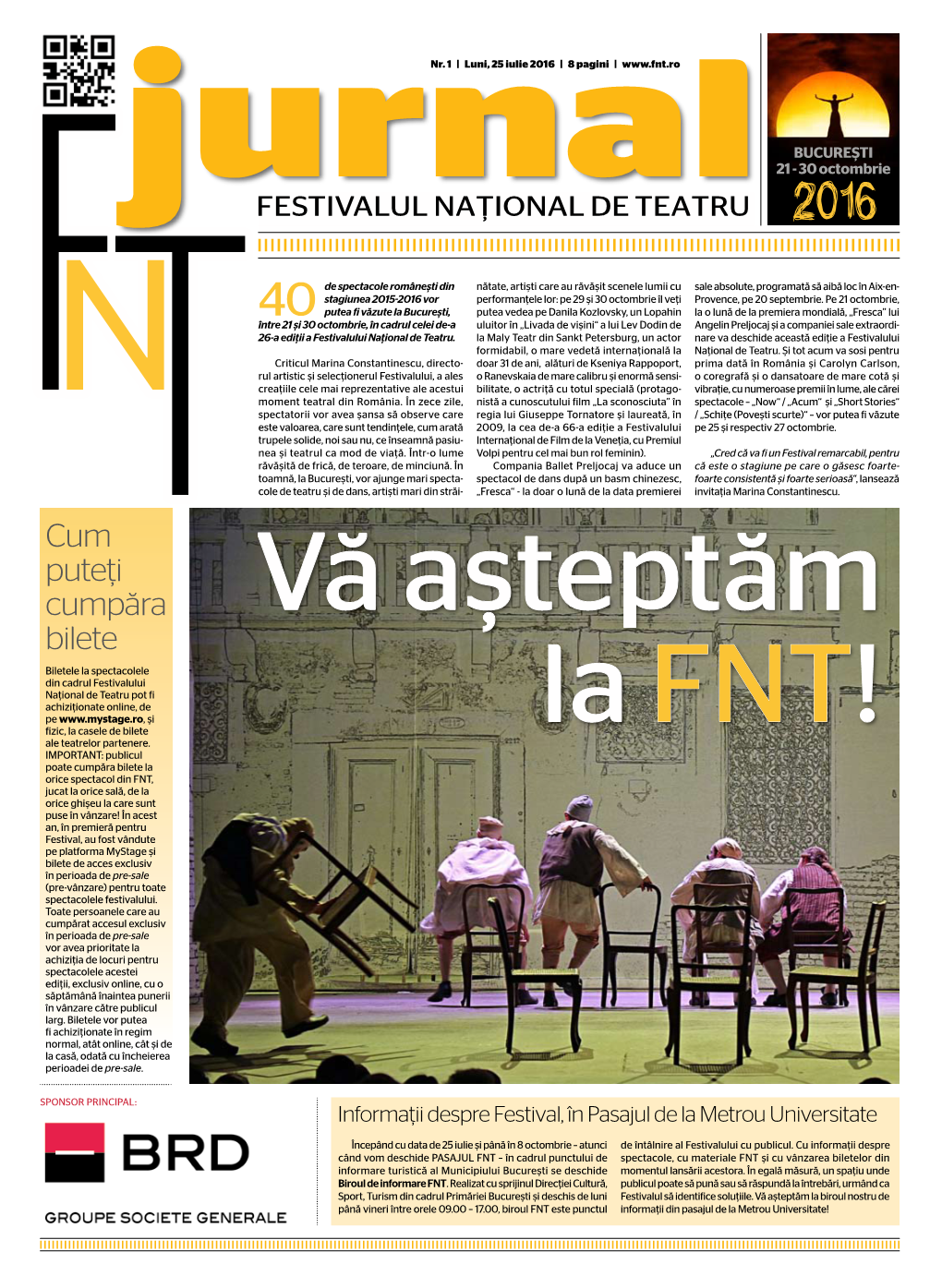 Jurnalul Festivalului Național De Teatru Nr. 1/2016