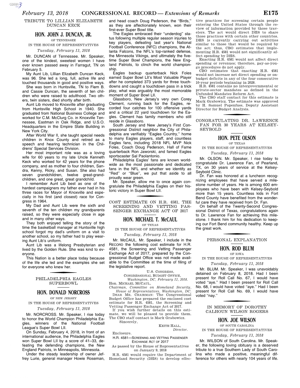 CONGRESSIONAL RECORD— Extensions of Remarks E175 HON