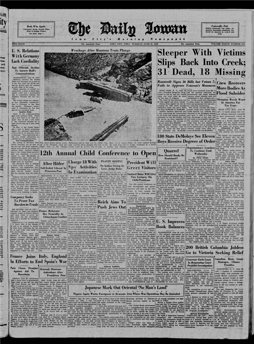 Daily Iowan (Iowa City, Iowa), 1938-06-21