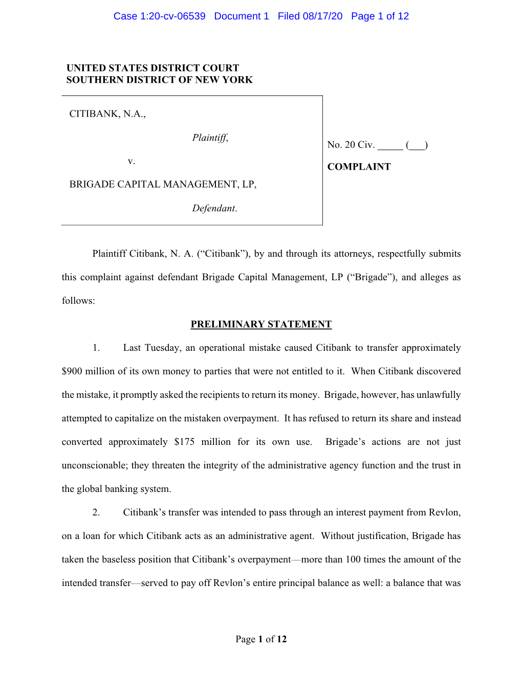 Page 1 of 12 UNITED STATES DISTRICT COURT