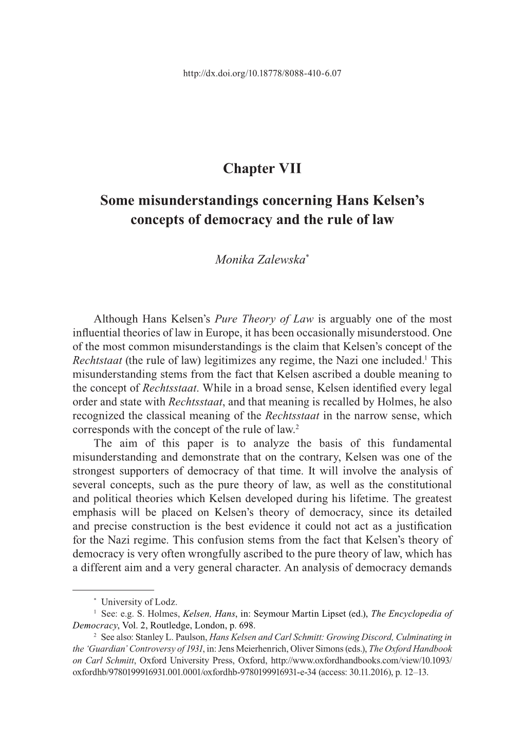 Chapter VII Some Misunderstandings Concerning Hans Kelsen's Concepts