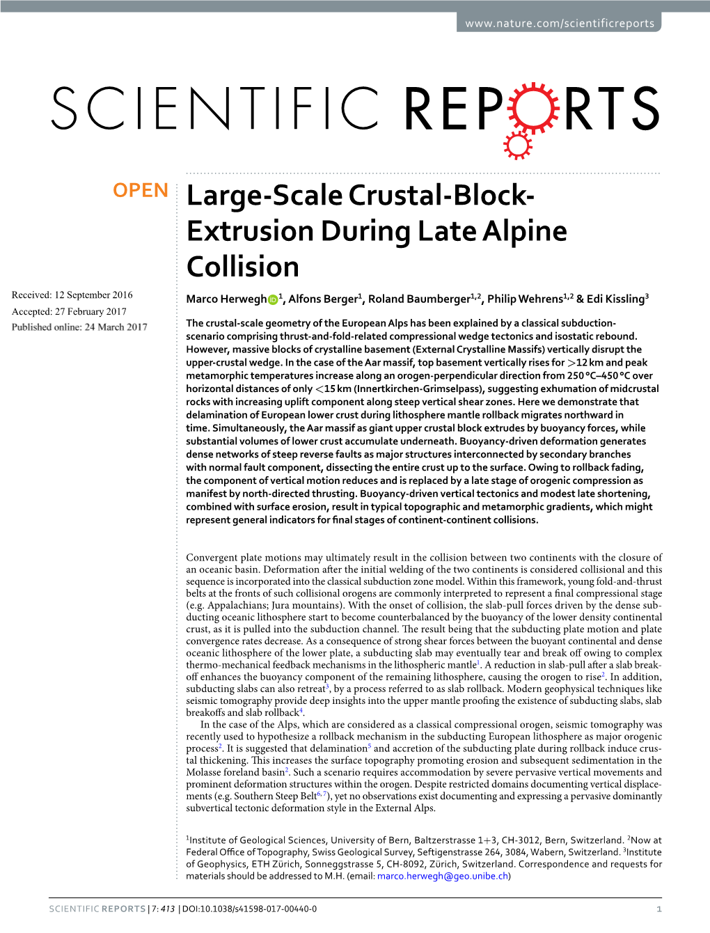 Large-Scale Crustal-Block-Extrusion During Late Alpine Collision