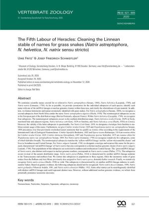 Cleaning the Linnean Stable of Names for Grass Snakes (Natrix Astreptophora, N