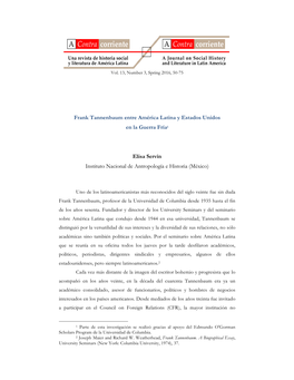 Frank Tannenbaum Entre América Latina Y Estados Unidos En La Guerra Fría1