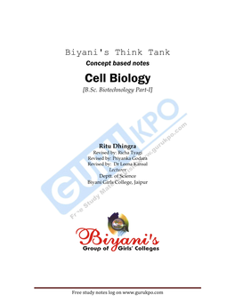 Cell Biology 1 Biyani's Think Tank Concept Based Notes Cell Biology [B.Sc