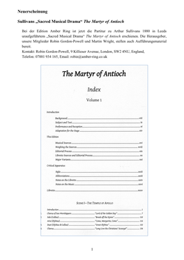 Sacred Musical Drama“ the Martyr of Antioch