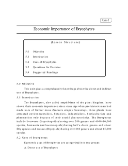 Economic Importance of Bryophytes