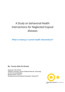 A Study on Behavioral Health Interventions for Neglected Tropical Diseases