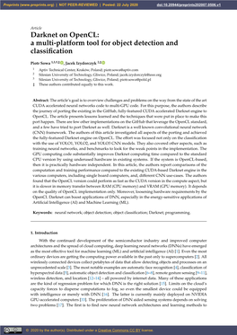 Darknet on Opencl: a Multi-Platform Tool for Object Detection and Classiﬁcation