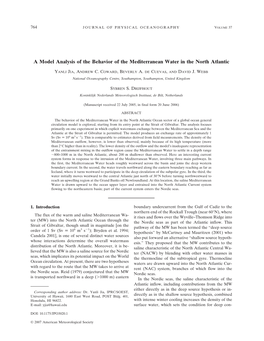 A Model Analysis of the Behavior of the Mediterranean Water in the North Atlantic