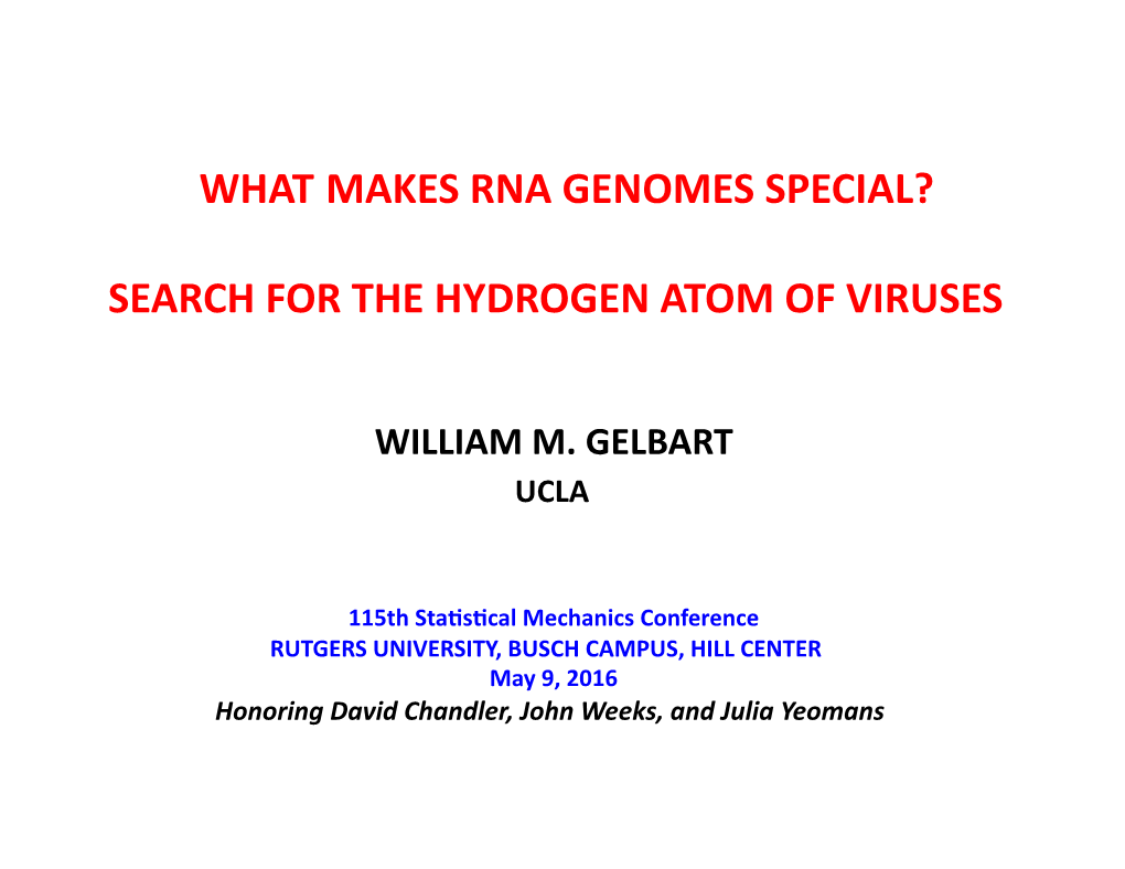 Search for the Hydrogen Atom of Viruses