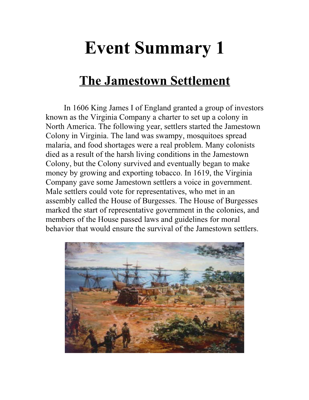 The Jamestown Settlement