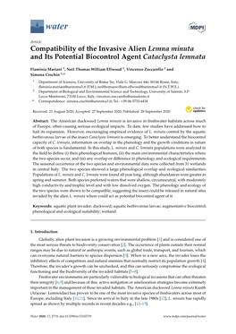Compatibility of the Invasive Alien Lemna Minuta and Its Potential Biocontrol Agent Cataclysta Lemnata