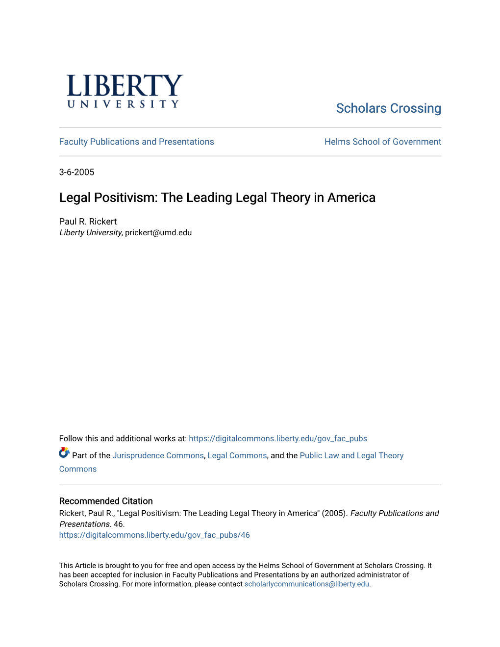 Legal Positivism: the Leading Legal Theory in America