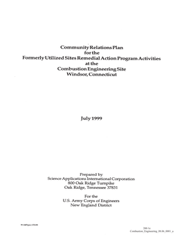 Community Relations Plan Overview