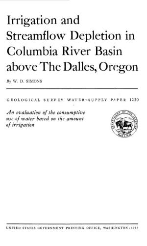 Irrigation and Streamflow Depletion in Columbia River Basin Above the Dalles, Oregon