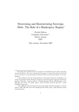 Structuring and Restructuring Sovereign Debt: the Role of a Bankruptcy Regime∗