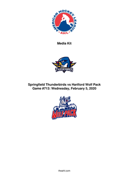 Media Kit Springfield Thunderbirds Vs Hartford Wolf Pack Game #713