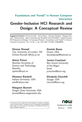 Gender-Inclusive HCI Research and Design: a Conceptual Review