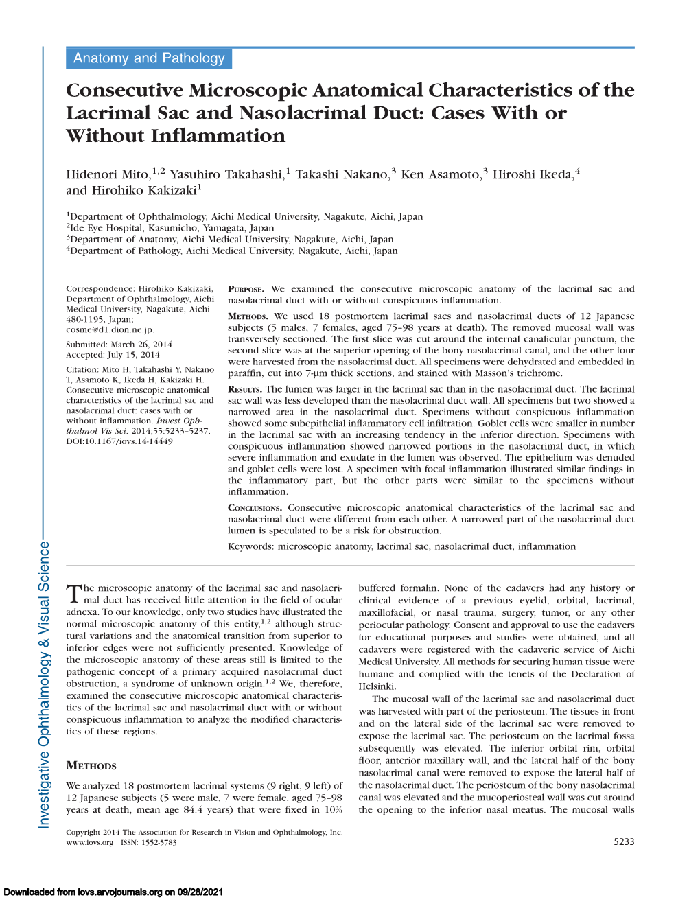 Consecutive Microscopic Anatomical Characteristics Of The Lacrimal Sac