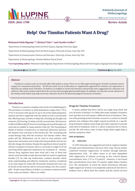 Our Tinnitus Patients Want a Drug?