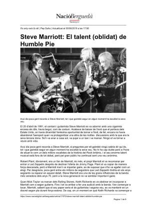 Steve Marriott: El Talent (Oblidat) De Humble Pie
